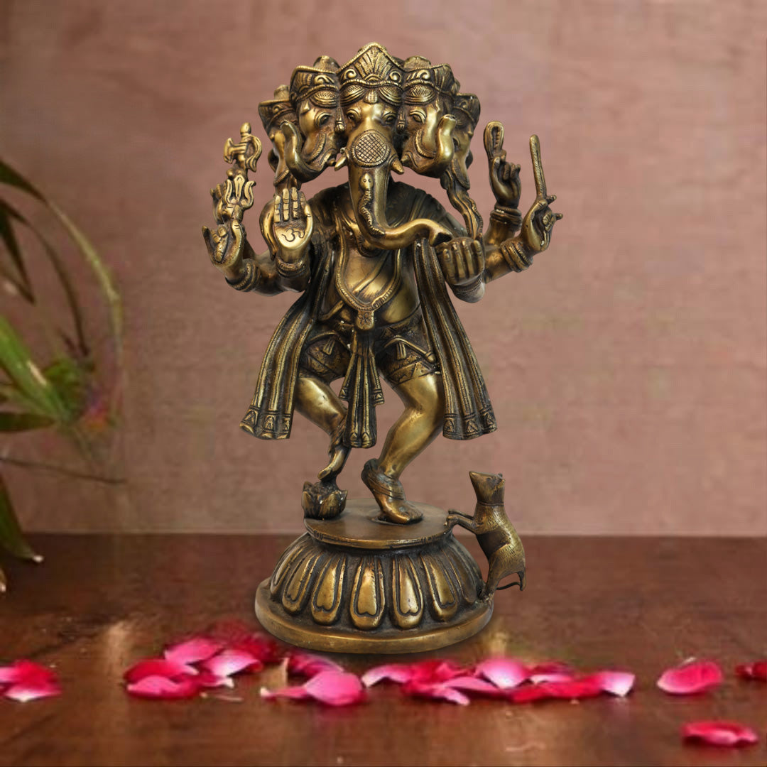BRASS PANCHAMUKHA GANAPATI